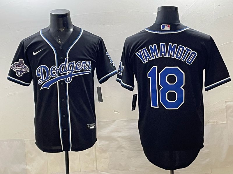 Men 2026 Nike Los Angeles Dodgers #18 Yamamoto Black Game MLB Jersey 034